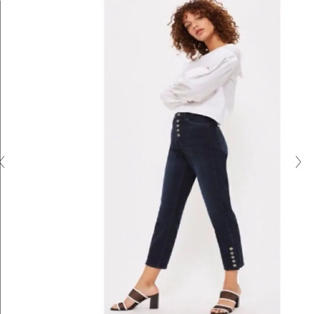 TopShop Women's Black High Waisted Cropped Jeans Size  34